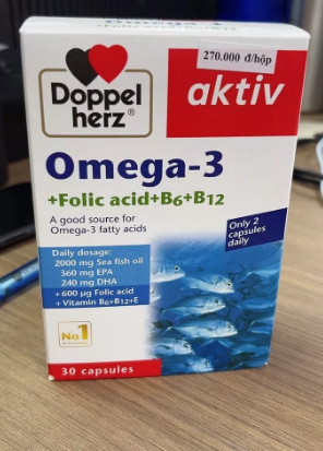 (Hàng nhập khẩu) Viên uống Doppelherz Omega-3 + Folic acid + B6 + B12 Đức