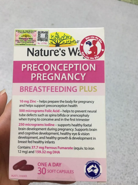 Vitamin cho Bà Bầu Nature's Way PreConception – Bổ Sung DHA, EPA, Vitamin và Khoáng Chất cho Thai Kỳ và Cho Con Bú – Hỗ Trợ Sức Khỏe Tổng Thể