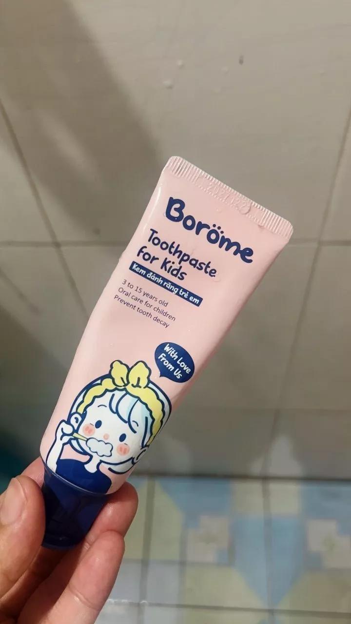 Kem Đánh Răng Trẻ Em Borome Hương Đào 50g - Thơm Mát, Giúp Răng Chắc Khỏe, Dành Cho Trẻ Từ 3-15 Tuổi