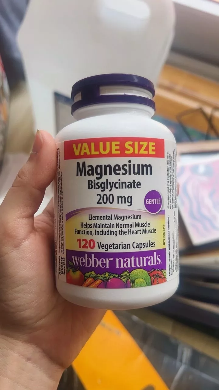 Viên uống bổ sung magie Webber Naturals Magnesium Bisglycinate 200mg - Hỗ trợ sức khỏe, hấp thu nhanh, 120 viên