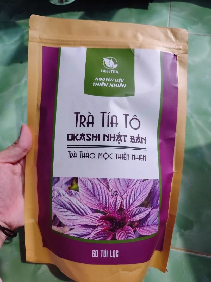 Trà túi lọc tía tô Okashi Nhật Bản - Hỗ trợ sức khỏe, tươi mát, gói 60 túi - Trà thảo mộc tự nhiên cho tinh thần thoải mái