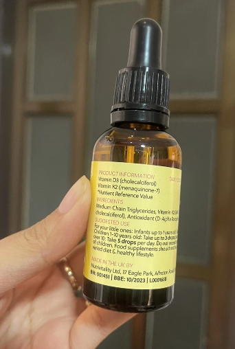 Vitamin D3 & K2 Nutrivitality cho bé - Siro bổ sung dinh dưỡng hỗ trợ hệ miễn dịch và sức khỏe xương chắc khỏe 30ml